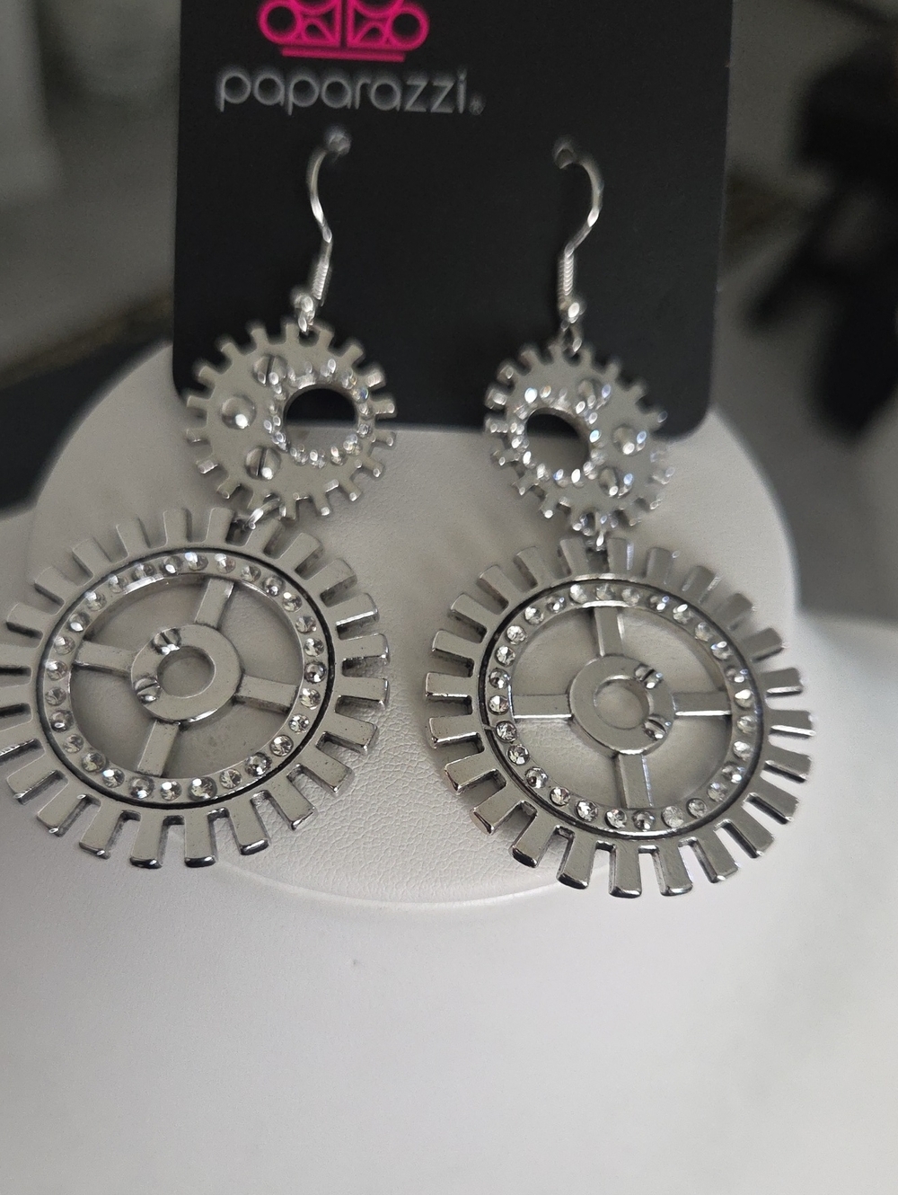 Paparazzi I Have A Steampunk White Earrings NWT